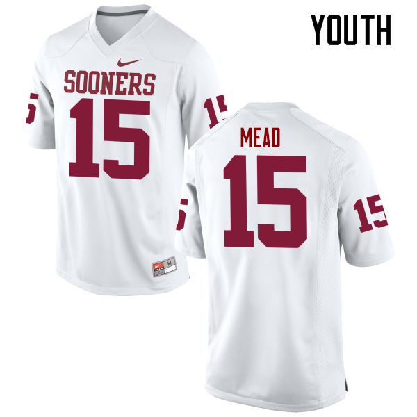 Youth Oklahoma Sooners #15 Jeffery Mead College Football Jerseys Game-White
